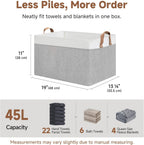 StorageWorks Storage Bins, Fabric Storage Bins for Shelves, Extra Large Storage Baskets with Metal Frame, Closet Baskets and Bins with Handles, Jumbo, Gray and White, 2-Pack