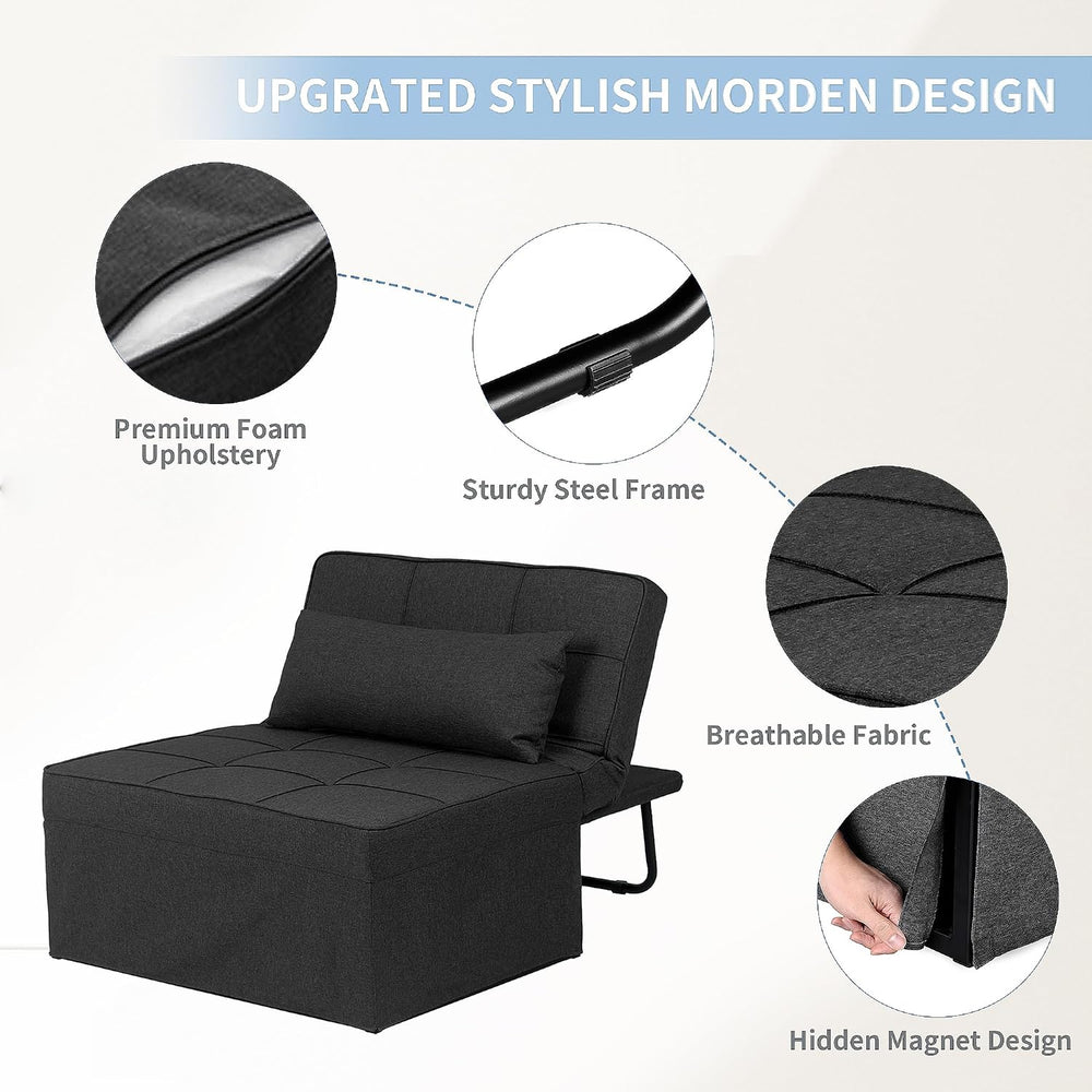 Ainfox Convertible Sofa Bed, 4 in 1 Multi-Function Folding Ottoman Bed with A...