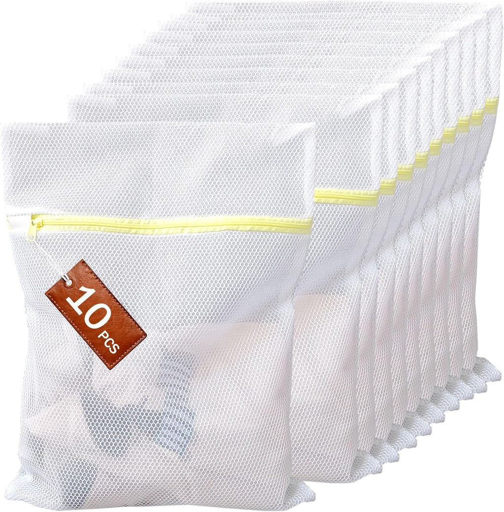 Mesh Laundry Bags for Washing Machine - 10 Pack (12x16 Inch), Double-layer Delicates Wash Protector for Lingerie Clothes