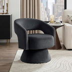 Lexicon Swivel Accent Chair, Modern Velvet Round Barrel Chair, Dark Gray | Swivel Chair with Open Back, Plush Foam Cushions, Metal Swivel Base for Living Room/Bedroom/Office/Small Spaces