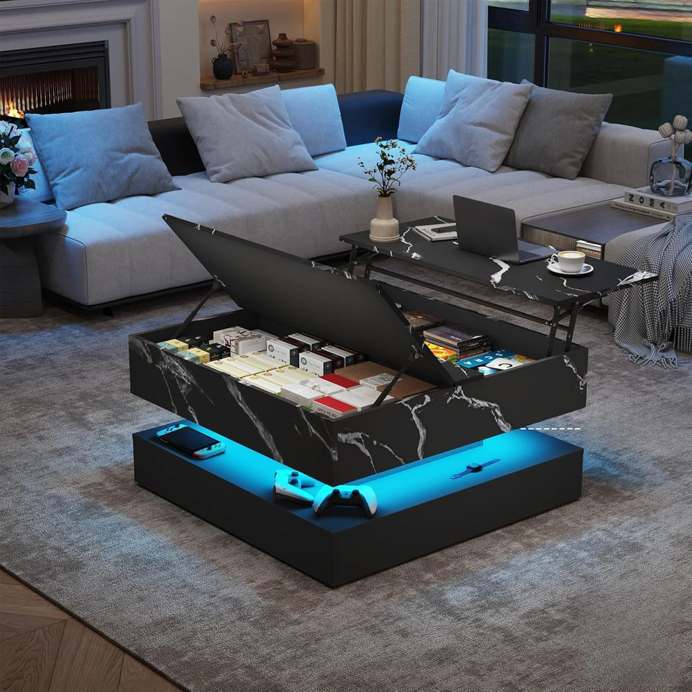 35.4" Large Square Coffee Table with Lifting top,Charging Station,Modern...
