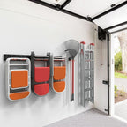 Wallmaster Wall Mount Garage Organizer Tool Storage Rack, Heavy Duty Folding Chair Hangers with 8 Adjustable Hooks, 48-inch Tracks, Max Load 300lbs