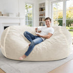 Homguava 6FT Bean Bag Chair Giant Bean Bag Chairs for Adults with Memory Foam Filled,Beanbag Chair with Soft Faux Fur Cover,Comfy Bean Bag Sofa Lounger for Living Room,Game Room,Bedroom