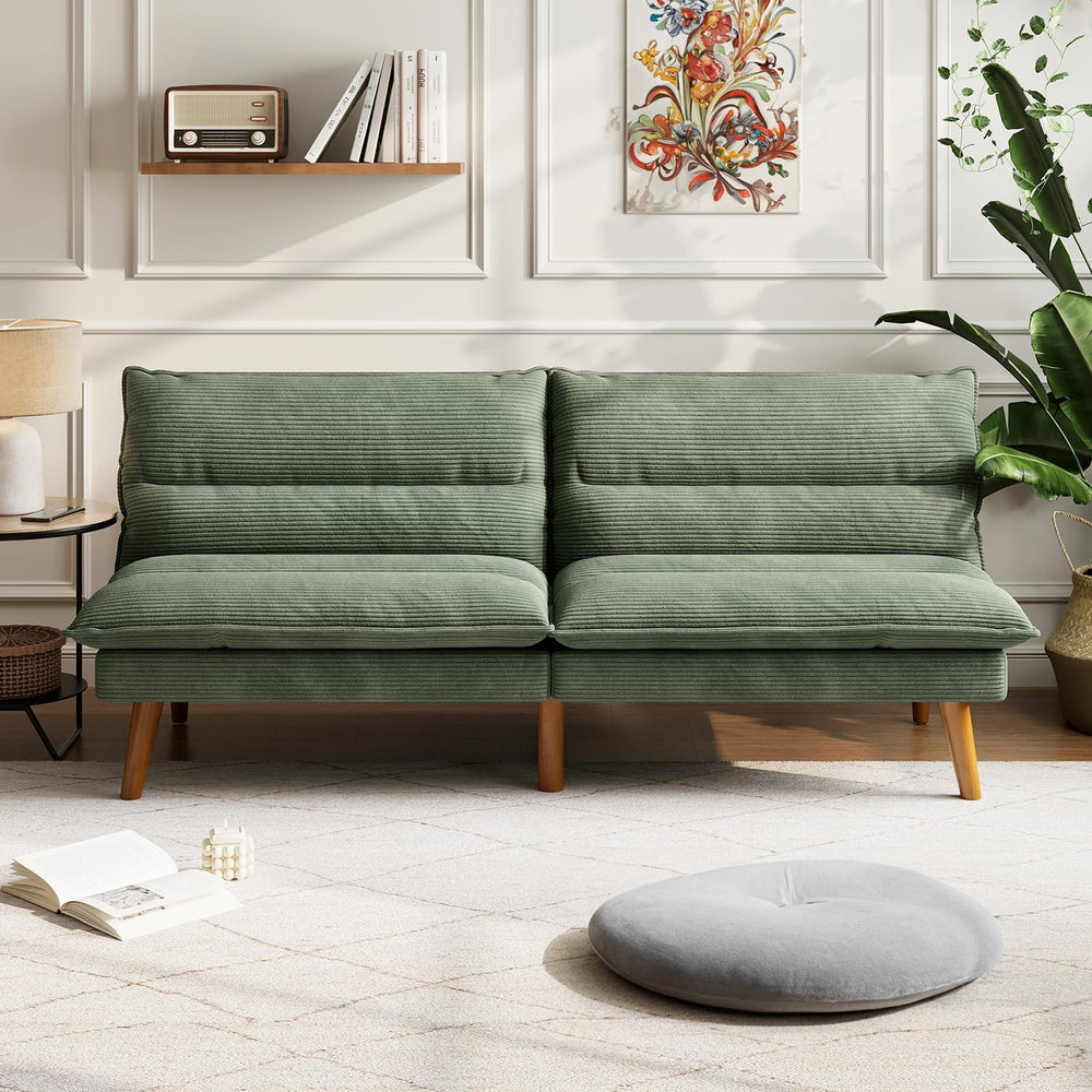 LINSY HOME Futon Sofa Bed - Convertible Corduroy Futon Couch Bed with Adjusta...