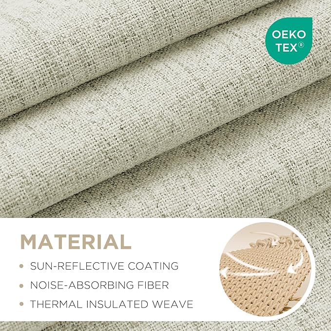 Joydeco Blackout Curtains for Bedroom - 100% Light Blocking 2 Panels Light BeigeDrapes 66" W x 96" L, Thermal Insulated Room Darkening Curtains, Linen Textured for Living Room, Rod Pocket & Back Tabs
