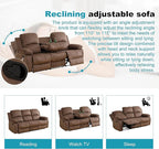 Recliner Sofa Set Couches for Living Room Chair Pineapple Velvet Fabric Living Room Furniture Sets, Adjusted Loveseat Reclining Couch Furniture Sofa Set for Theater Seating, 3-Seater, Brown