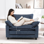 Oversized Accent Chair,44" Chenille Living Room Chairs,Modern Upholstered Armchair Cloud Sofa Chair with Extra Thick,Comfy Reading Chair Side Chair for Living Room Bedroom Apartment Blue