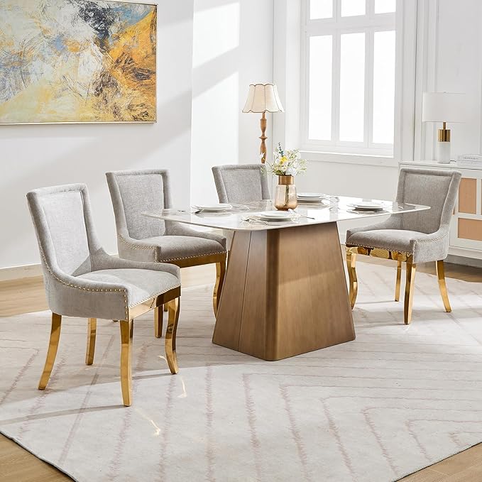 Dining Chairs Set of 2, Kitchen & Dining Room Chairs, Chenille Fabric Uph...