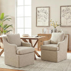 VKNOW Upholstered Dining Chairs, Modern Kitchen Chairs Dinner Chairs with 4 Casters, Chenille Armchair for Bedroom Reading Room Living Room, Borwn