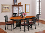 East West Furniture PLAV7-BCH-LC 7 Piece Dining Table Set Consist of an Oval Dinner Table with Butterfly Leaf and 6 Faux Leather Dining Room Chairs, 42x78 Inch, Black & Cherry