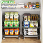 3 Tire Rolling Pantry Organizers and Storage Cart on Wheels | Metal Frame, Under Pantry Cabinet, Drip Tray, Storage for Snack, Potato, Onion, Produce, Can, Drink, Fruit and Vegetable