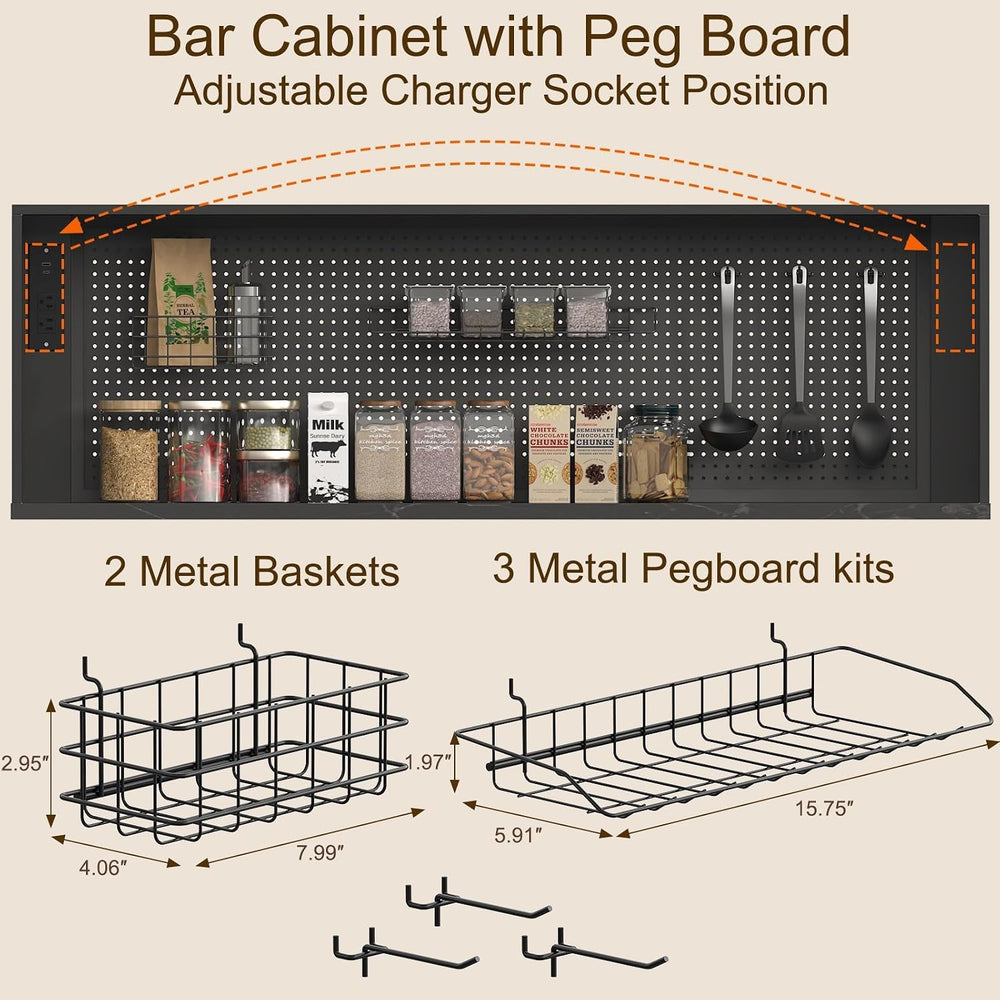 71" Pantry Cabinet, 54" Wide Kitchen Cabinet with Charging Station,...