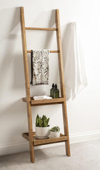 Kate and Laurel Lowry Farmhouse Wood Ladder Shelf; 18 x 14 x 58; Natural Wood; Decorative Modern Leaning Shelf for Storage and Display