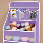 Univivi 5-Shelf Fabric Door Storage Over Door Hanging Organizer with 4 Large Pockets and 3 Small PVC Pockets Nursery Closet Cabinet Wall Mount Hanging Storage Organizers for Baby Nursery (Purple)