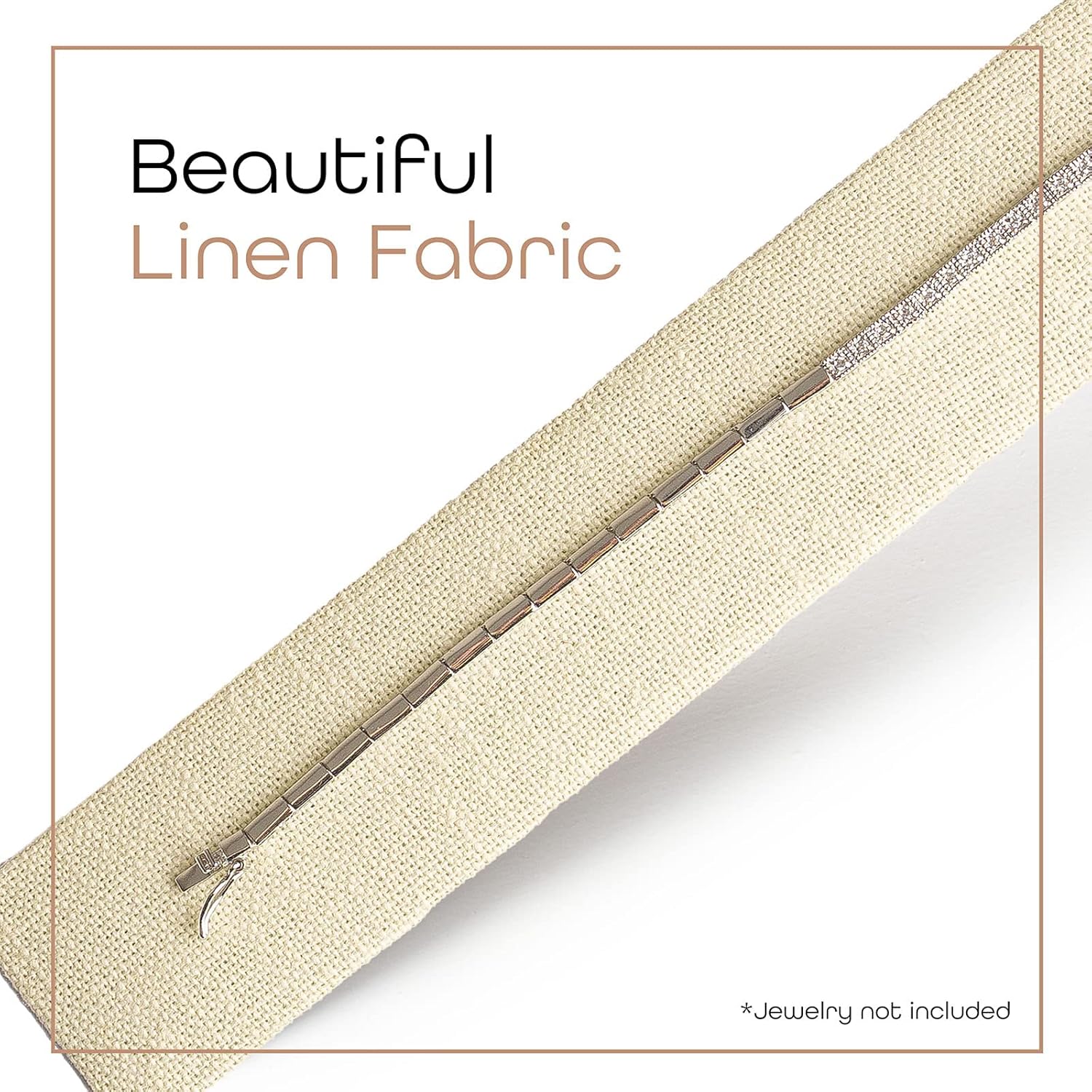 Novel Box 2 Pack Bracelet/Watch Ramp Beige Linen 2x8.25x2 Inches - Slim and Sleek Ramps for Jewelry Display - Bracelet Holder Organizer Stand for Wedding, Selling & Personal Use
