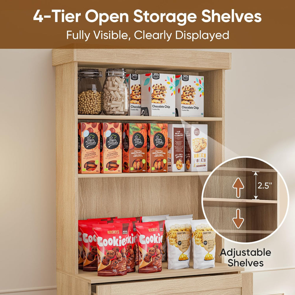 ivaniti 71" Tall Farmhouse Kitchen Pantry Cabinet, Freestanding Coffee B...