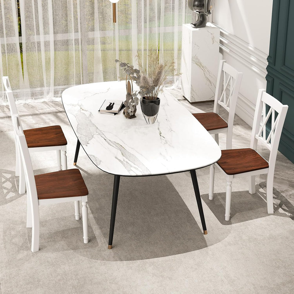 GOFLAME Wooden Dining Chairs Set of 4, Farmhouse Kitchen Side Chairs with Erg...