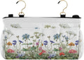 Wildflower Bloom Blue Bedside Caddy for Dorm Bed Bedside Hanging Caddy Bag Iron Frame Storage Organizer Pocket for Bunk Home College Hospital Beds 2 Hooks