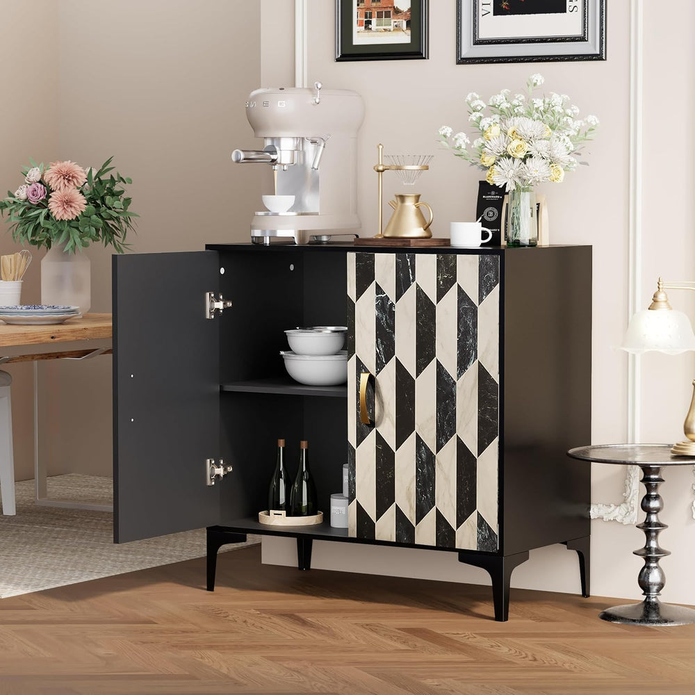 Anbuy Faux Marble Doors Sideboard Buffet Cabinbet with Storage Dining Room Bu...