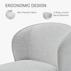Upholstered Dining Chair with Casters No Assembly Linen DeskChair Wingback Single Sofa for Kitchen Diningroom Bedroom Readingroom,2 PCS,Light Grey