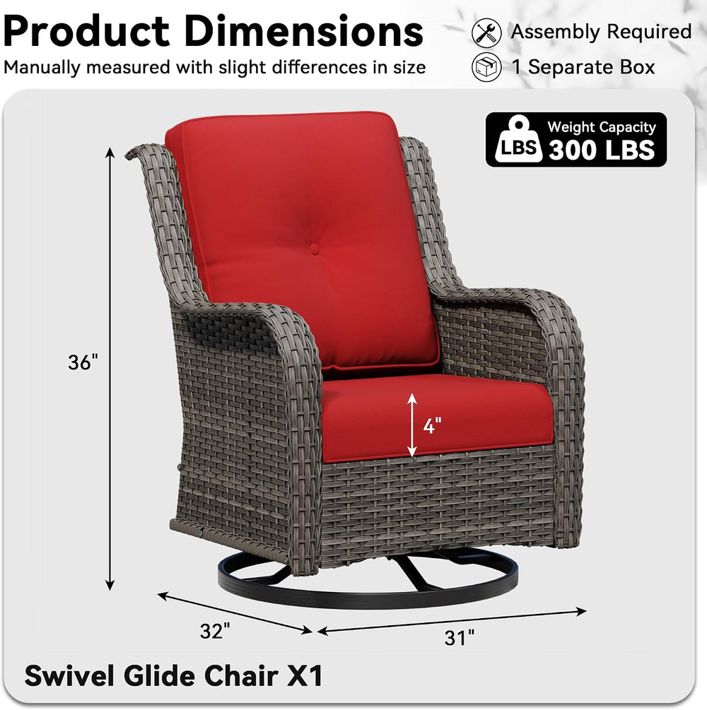 Outdoor Swivel Rocker Patio Chair - Outdoor Wicker Patio Furniture with Thick...