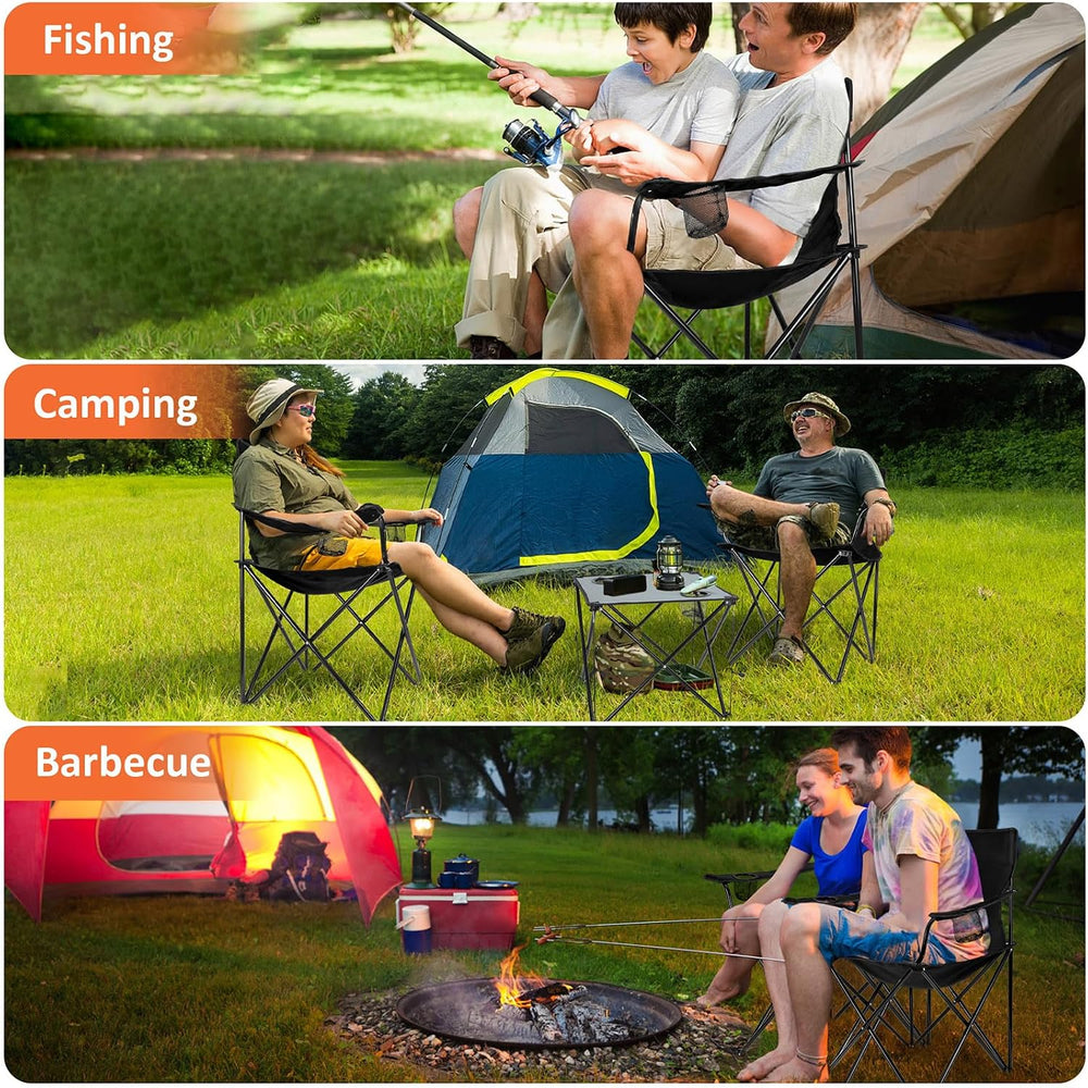 Leonyo 2 Pack Camping Chairs for Adults, Lawn Chairs with Table, Heavy Duty F...
