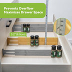 Utoplike Kitchen Drawer Divider, Expandable Bamboo Drawers Organizer 3.2" H | Large Adjustable Spring-Loaded Separators for Spatulas, Utensils, Bedroom & Home Storage, 4pcs, Fit 18"-20.6" Inner Drawer