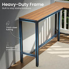 Outdoor Bar Table, 55" L-Shaped Pub Table with Slatted Waterproof Top | Slatted Tabletop, Weather-resistant, Sturdy Frame, Versatile for Balcony, Backyard, Bistro, Garden, Poolside.