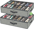 homyfort 28 Pairs Shoe Organizer Under Bed, Underbed Shoe Storage Boxes Bins, Organizador De Zapatos, Extra Large Zapateras Organizer, Grey, Set of 2