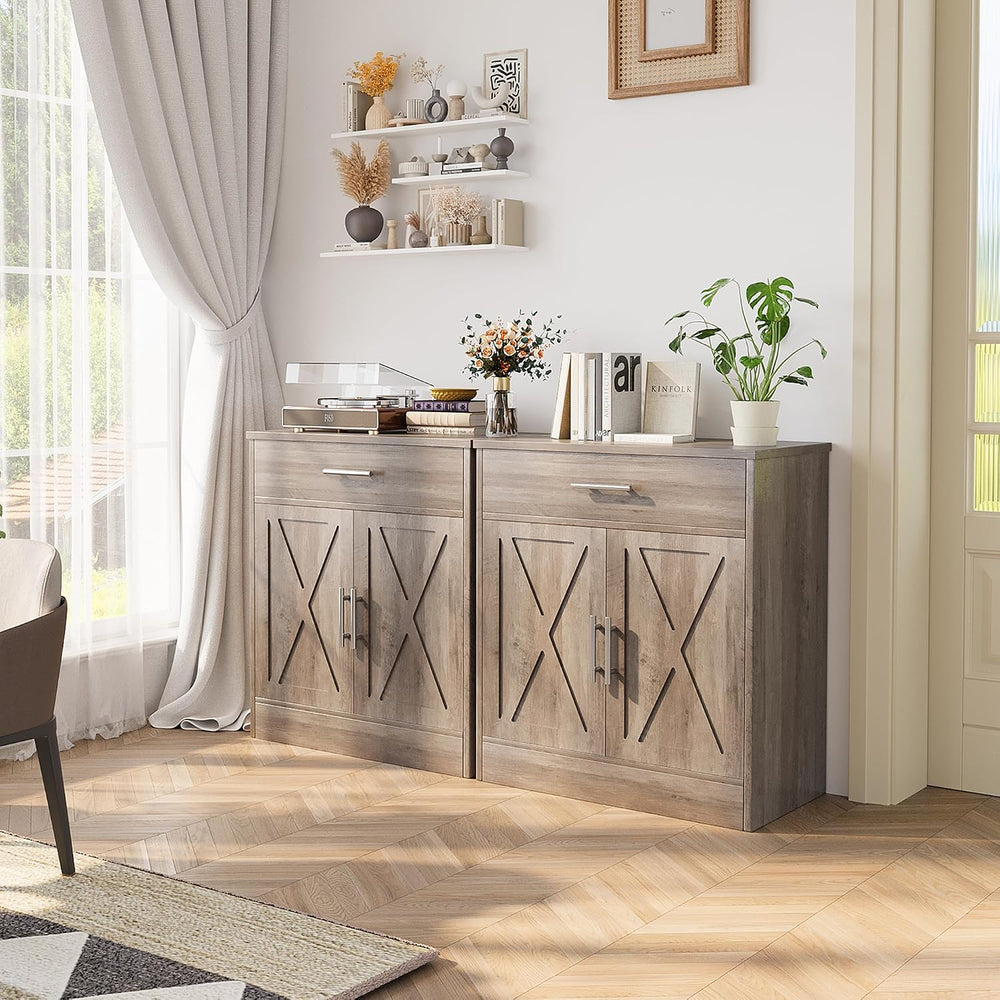 Shintenchi Farmhouse Storage Cabinets, Kitchen Barn Door Cabinet