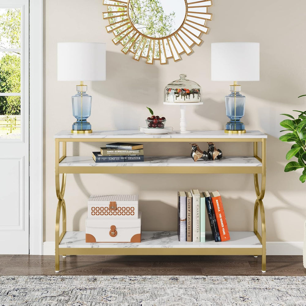 Tribesigns 3-Tier Console Table, 55 inch Sofa Table with Open Storage Shelves...