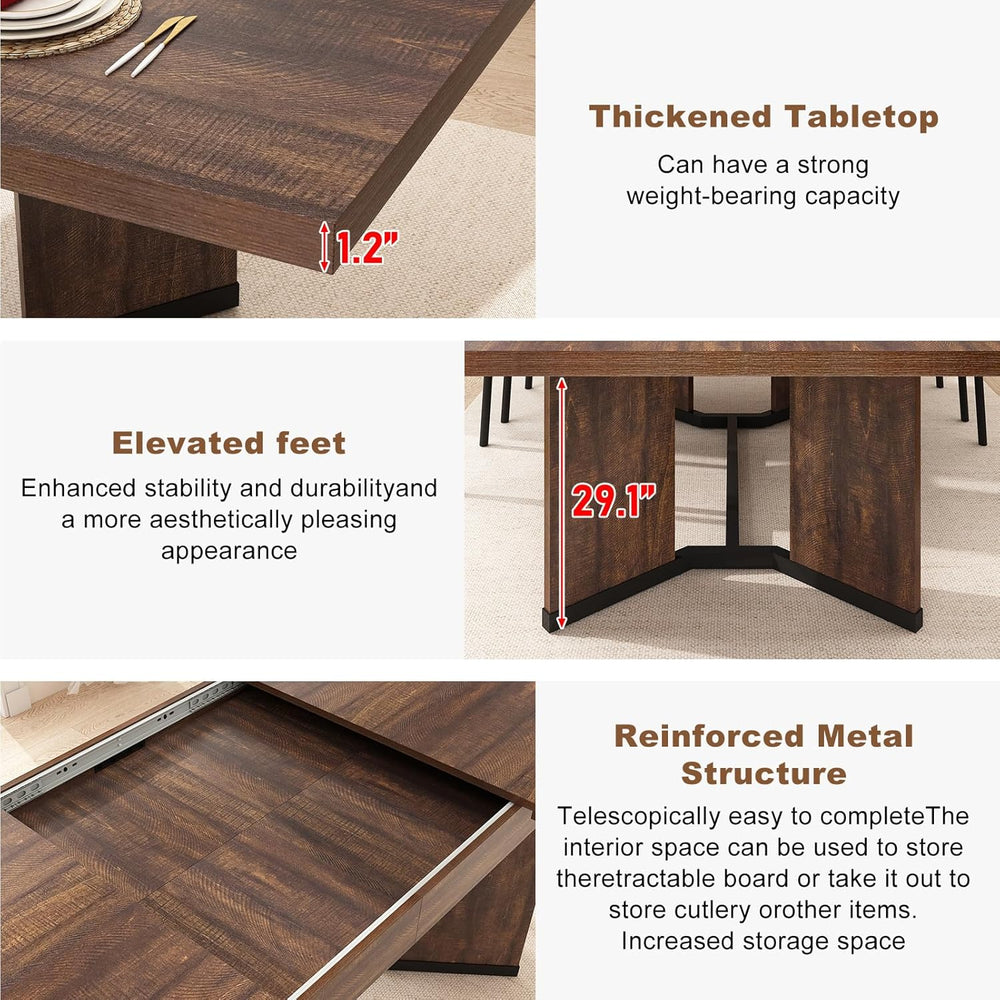 86 in Extendable Dining Table for 6 8 10 People,59"-86" Farmhouse R...