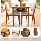 Giantex Dining Table Set for 2, Space Saving Kitchen Table and Chairs Set w/Rubber Wood Frame, Storage Rack, Padded Seats & Backrests, Dinette Set for Small Space, Apartment, Dining Room, Walnut
