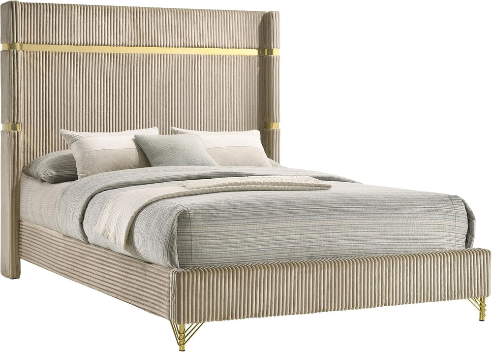 Coaster Home Furnishings - Lucia - Wood - Wingback Queen Panel Bed with Gold ...