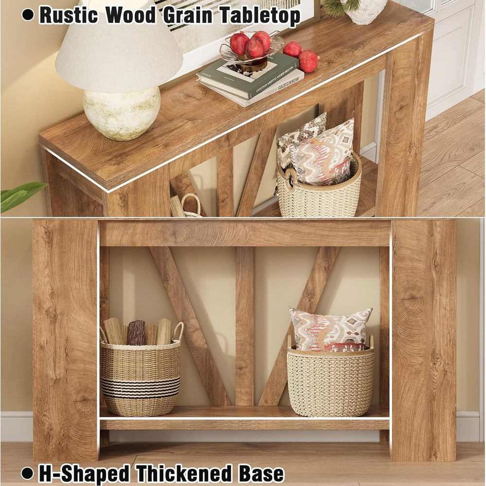 Tohomeor Console Table for Entryway, 47 Inches Narrow Sofa Table Behind The C...