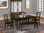 East West Furniture CAPF6-CAP-W 6 Piece Dining Table Set Contains a Rectangle Wooden Table and 4 Dining Room Chairs with a Bench, 36x60 Inch, Cappuccino