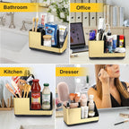 Toothbrush Holders for Bathroom Countertop Organizer, Kids Electric Toothbrush and Toothpaste Holders, Bathroom Accessories Organizer and Storage (Brushed Gold)