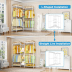 Ulif E4 Clothes Rack, Heavy-Duty Garment Rack, Metal Freestanding Clothing Organization Storage System Can Be L-shaped with Shelves and Hangers, Max Load 962lbs, 71.6" W x 14.5" D x 79.3" H, White