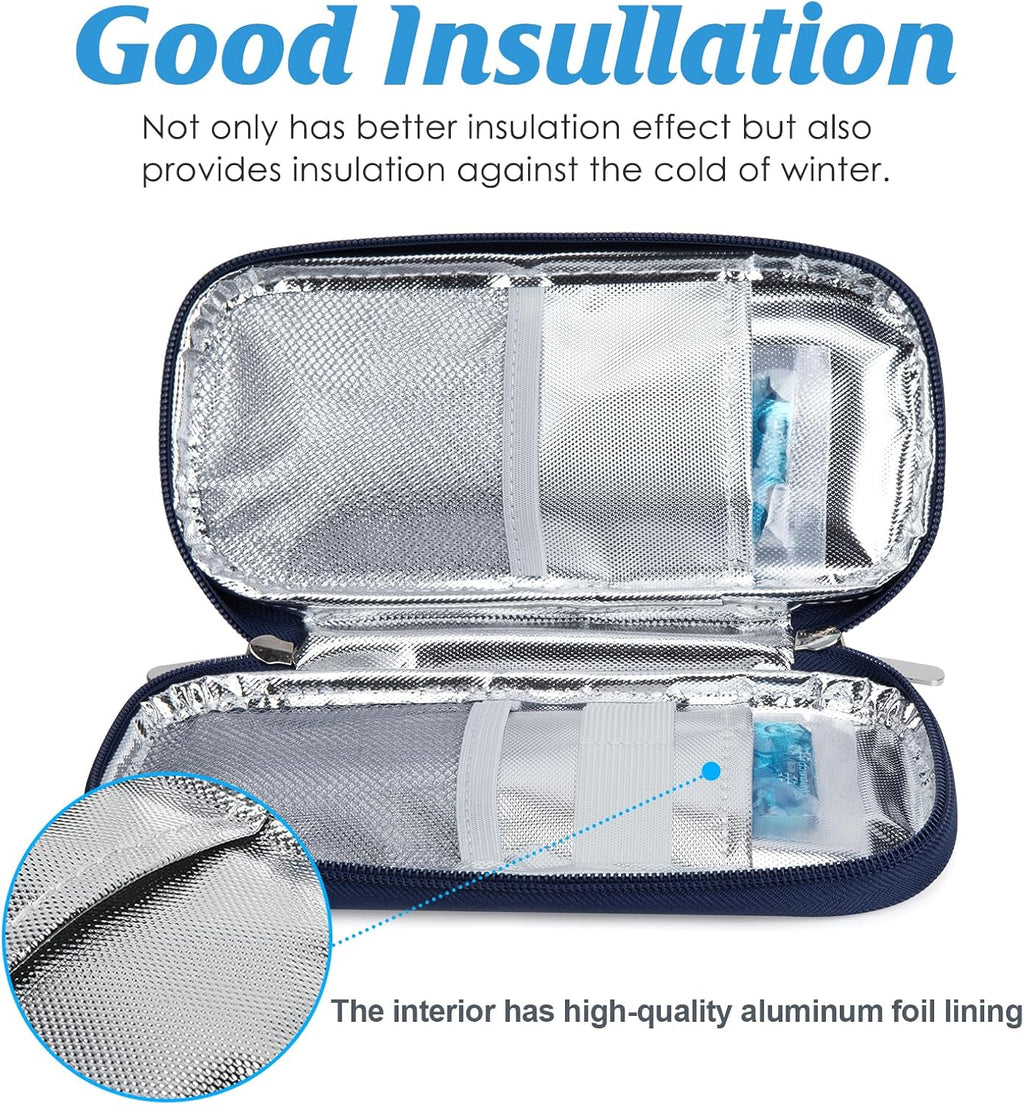 YOUSHARES Insulin Cooler Travel Case TSA Approved Medication Diabetic Supplies Cooler for Travel Refrigerated Medicine Organizer Bag with 2 Ice Pack
