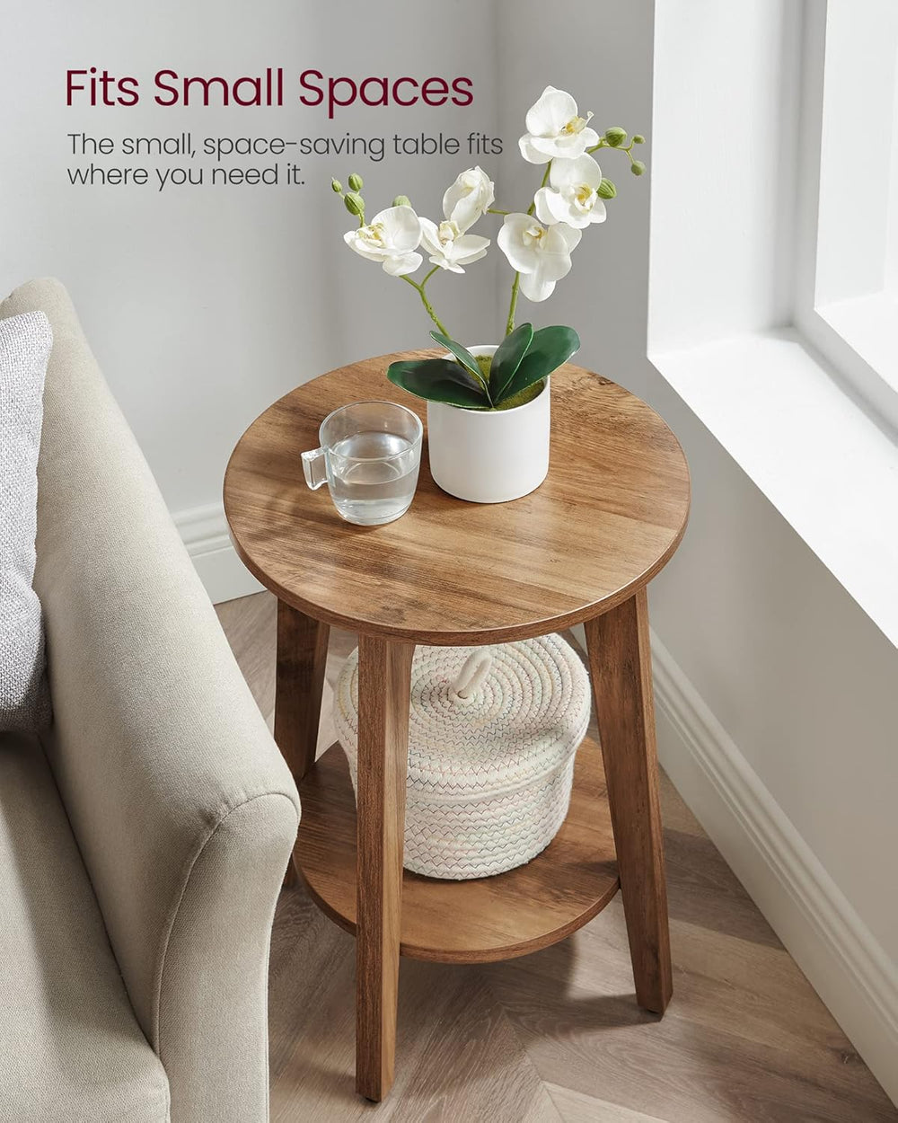 VASAGLE MAEZO Collection - Side Table, 2-Tier Small Round End Table, Nightsta...