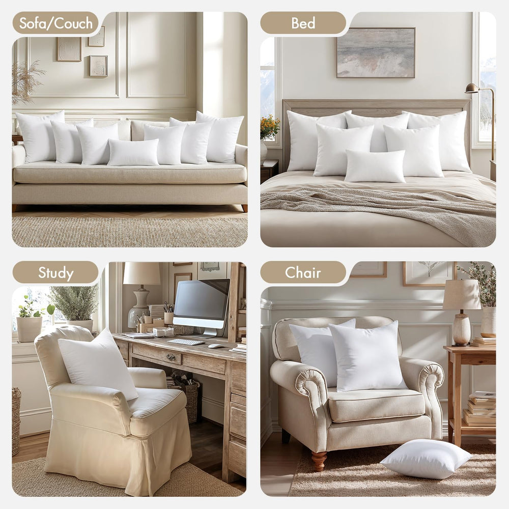 MIULEE 26x26 Euro Pillow Inserts 4 Pack, 100% Virgin Filling Throw Pillows