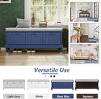 Merax Classic Storage Bench with Cushioned Seat and Three Drawers for Entryway & Living Room & Bedroom, Navy Blue