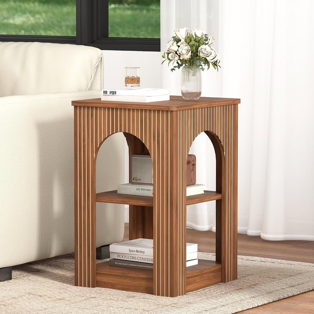 weselon End Table Set of 2, Mid-Century Modern Side Table with 3-Tier Storage...