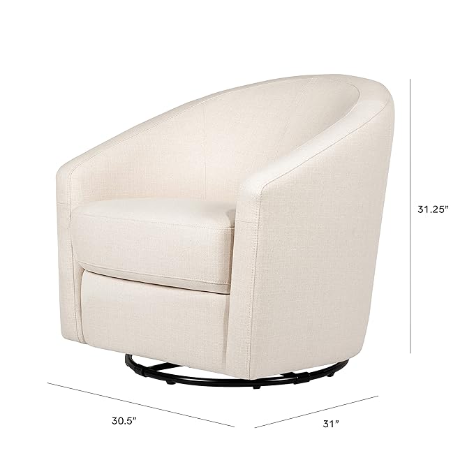 babyletto Madison Swivel Glider in Performance Natural Eco-Twill, Water Repellent & Stain Resistant, Greenguard Gold and CertiPUR-US Certified