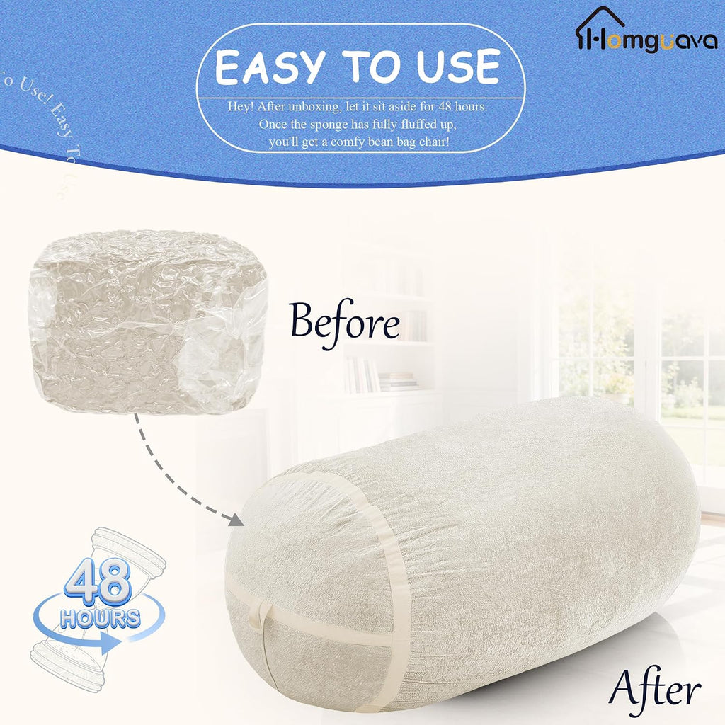 Homguava 6FT Bean Bag Chair Giant Bean Bag Chairs for Adults with Memory Foam Filled,Beanbag Chair with Soft Faux Fur Cover,Comfy Bean Bag Sofa Lounger for Living Room,Game Room,Bedroom