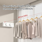 Retractable Clothesline Heavy Duty Clothes Drying Laundry Line Wall Mounted Easy Hanging Clothes Drying Laundry Line Retracting Hanging Lock to Prevent Sagging (Two line,White)