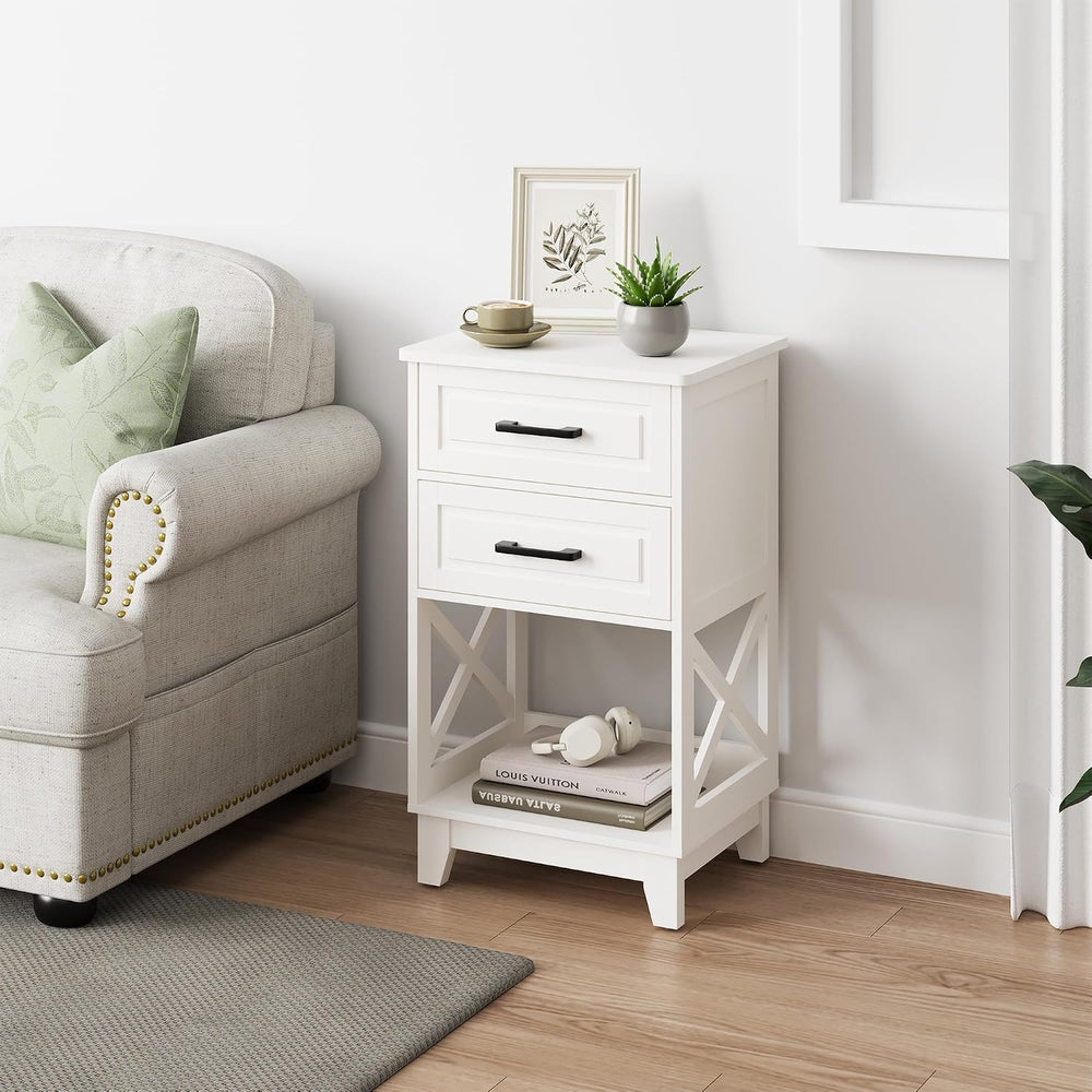 May in Color Nightstand with 2 Drawers, 30" Tall Beside Table for Bedroo...