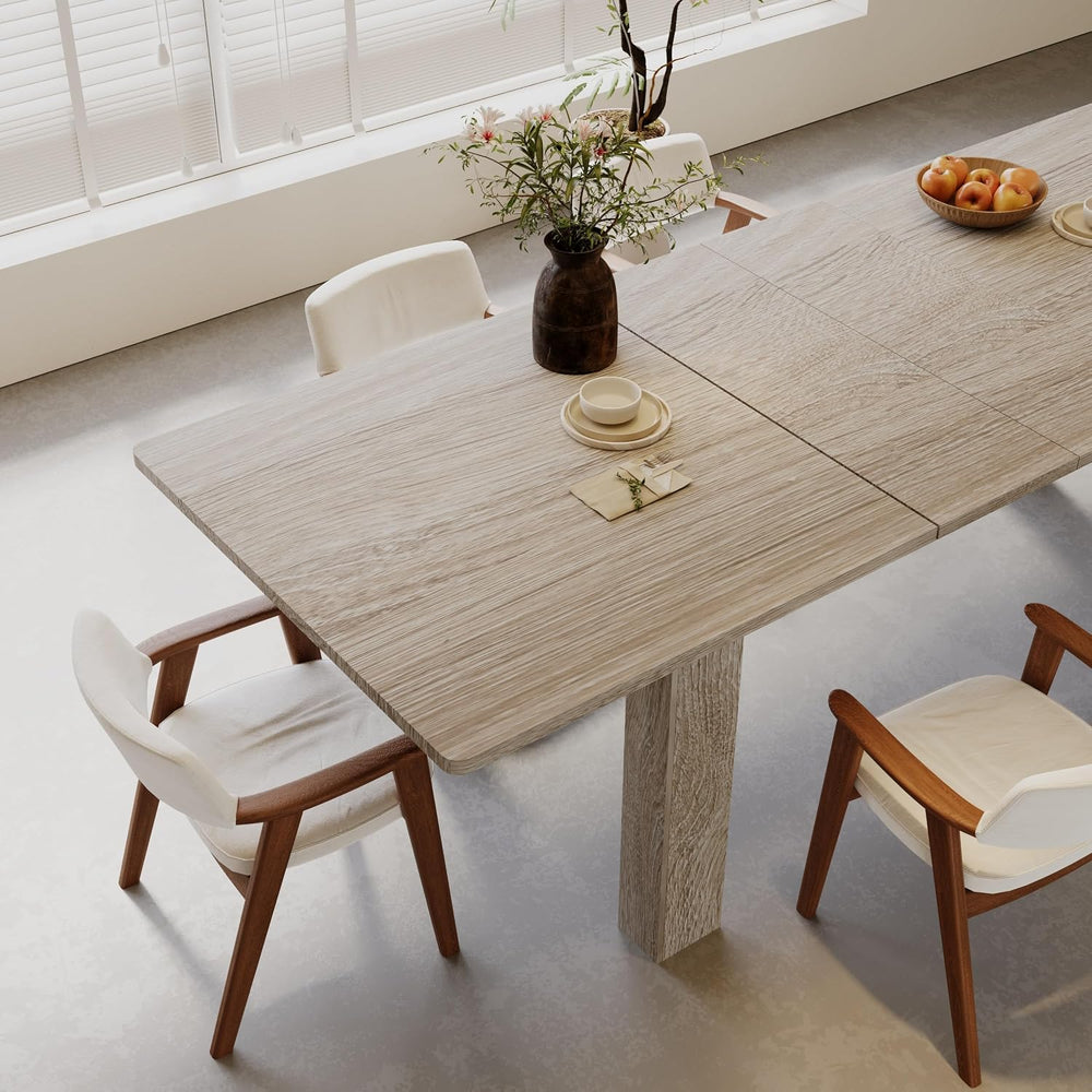 Extendable Dining Table for 6-10 Person, 55" to 86" Modern Dining R...
