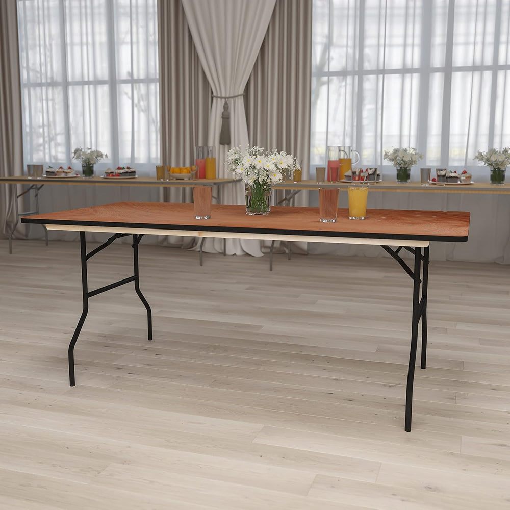 Flash Furniture 6 ft Folding Clear Coat Rectangular Banquet Table, Clear | Du...