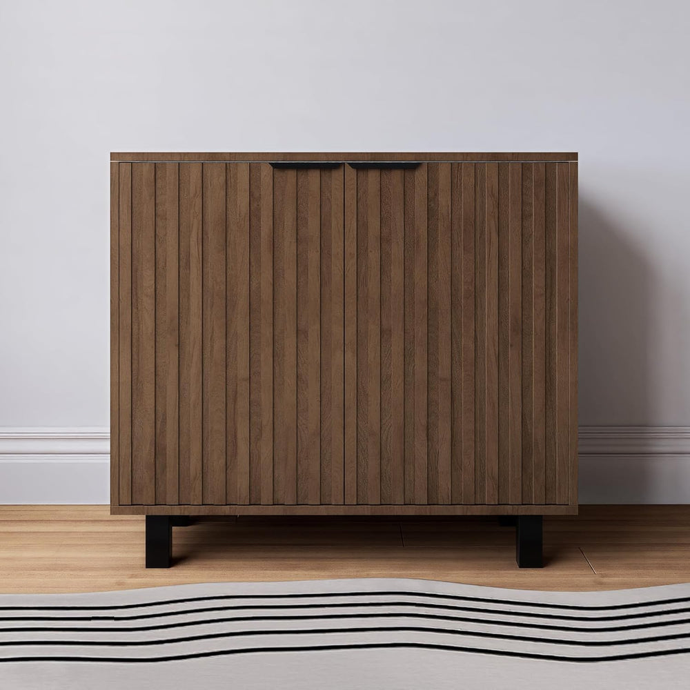 Sideboard Buffet Cabinet Storage for Entryway with Doors, Modern Fluted Shoe ...